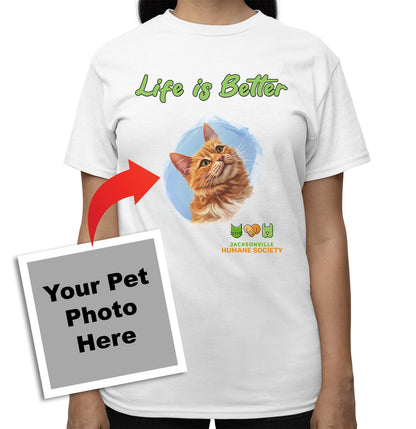 Life is Better With My JHS Rescue Pet - Personalized Custom Adult Unisex T-Shirt - White