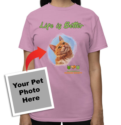 Life is Better With My JHS Rescue Pet - Personalized Custom Adult Unisex T-Shirt - Pink