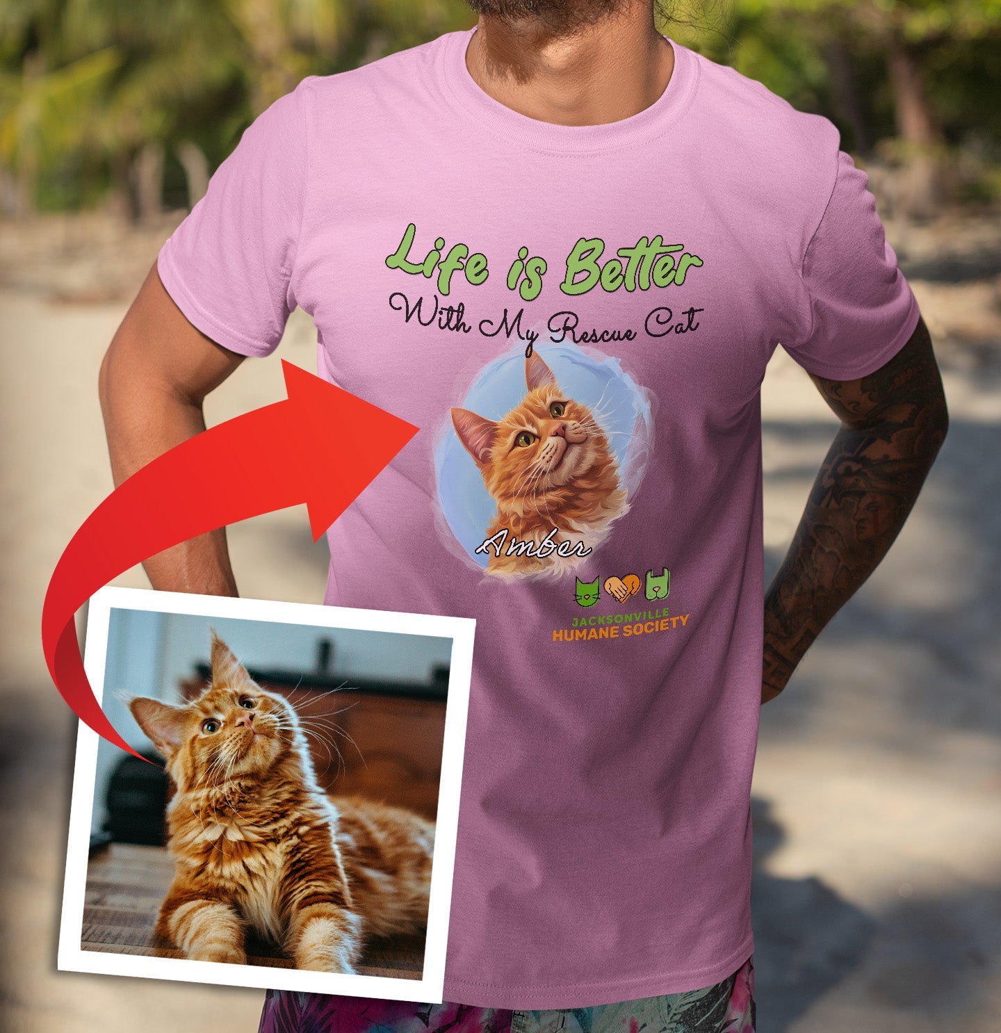 Life is Better With My JHS Rescue Pet - Personalized Custom Adult Unisex T-Shirt - Main