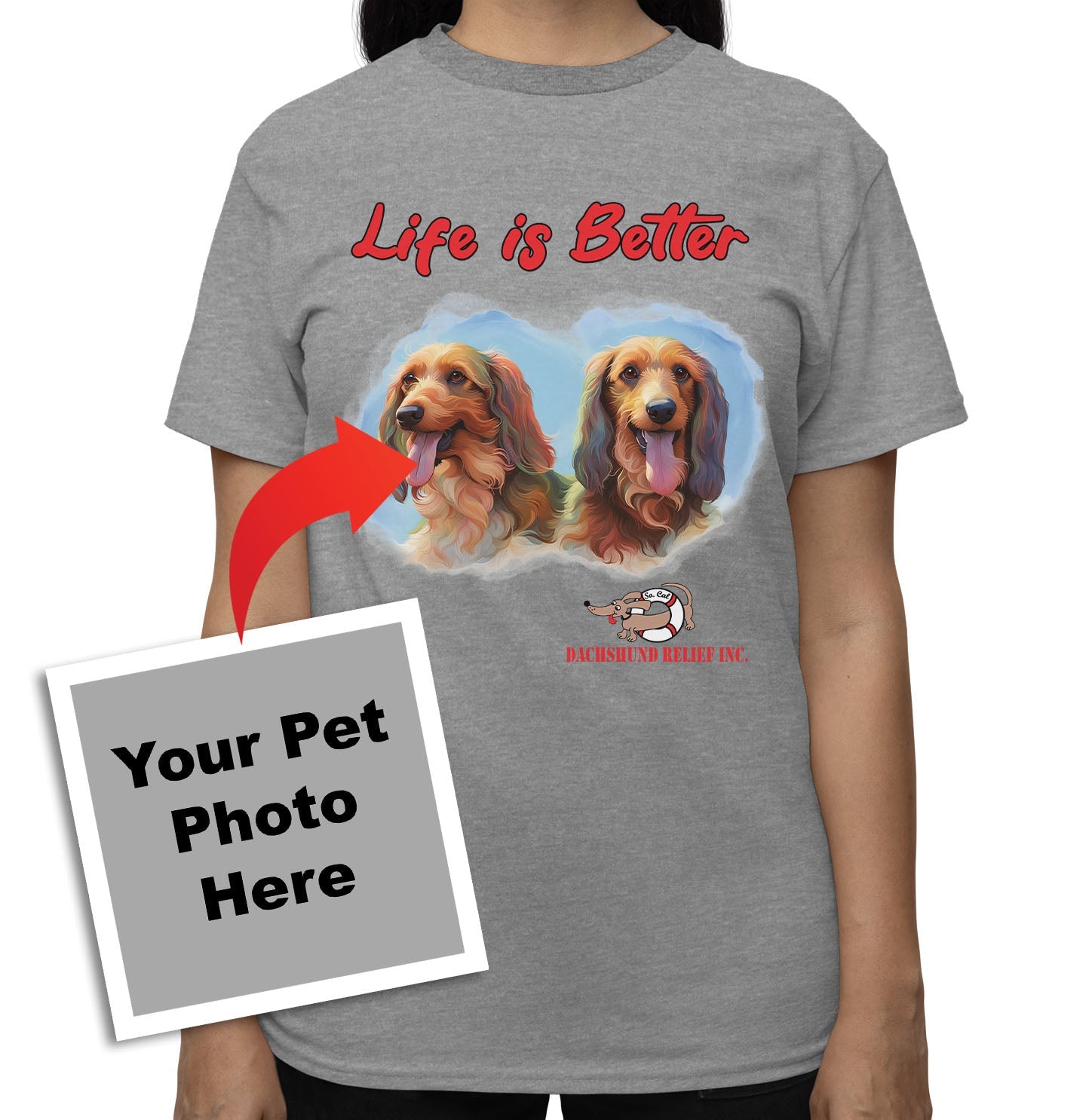 Life is Better With My SCDR Rescue Pet - Personalized Custom Adult Unisex T-Shirt - Grey