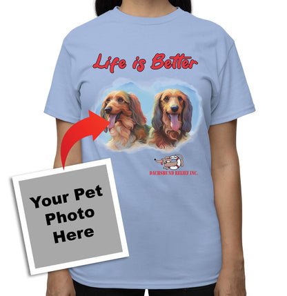 Life is Better With My SCDR Rescue Pet - Personalized Custom Adult Unisex T-Shirt - Light Blue