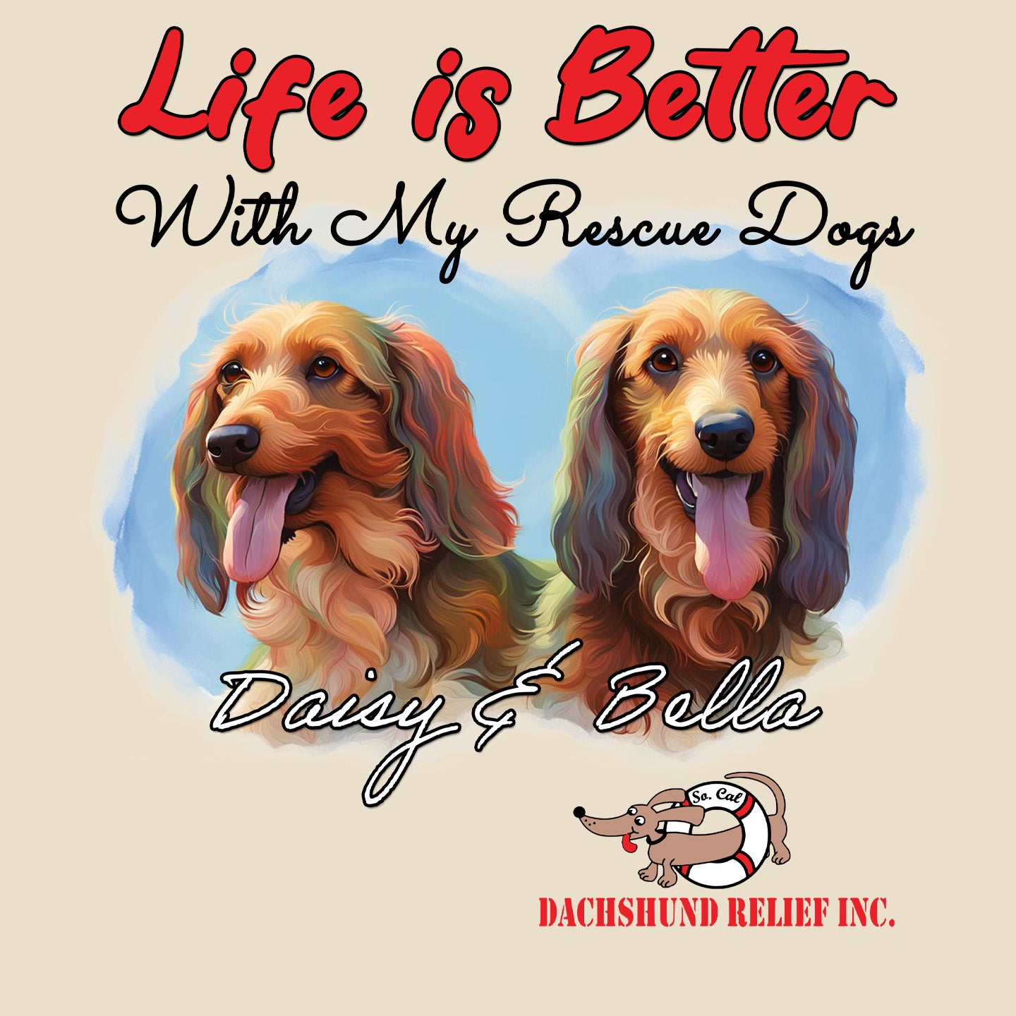 Life is Better With My SCDR Rescue Pet - Personalized Custom Cotton Canvas Tote