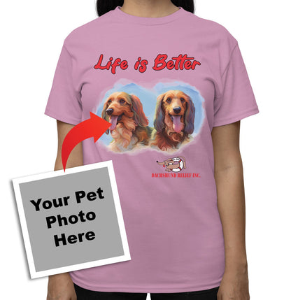 Life is Better With My SCDR Rescue Pet - Personalized Custom Adult Unisex T-Shirt - Pink