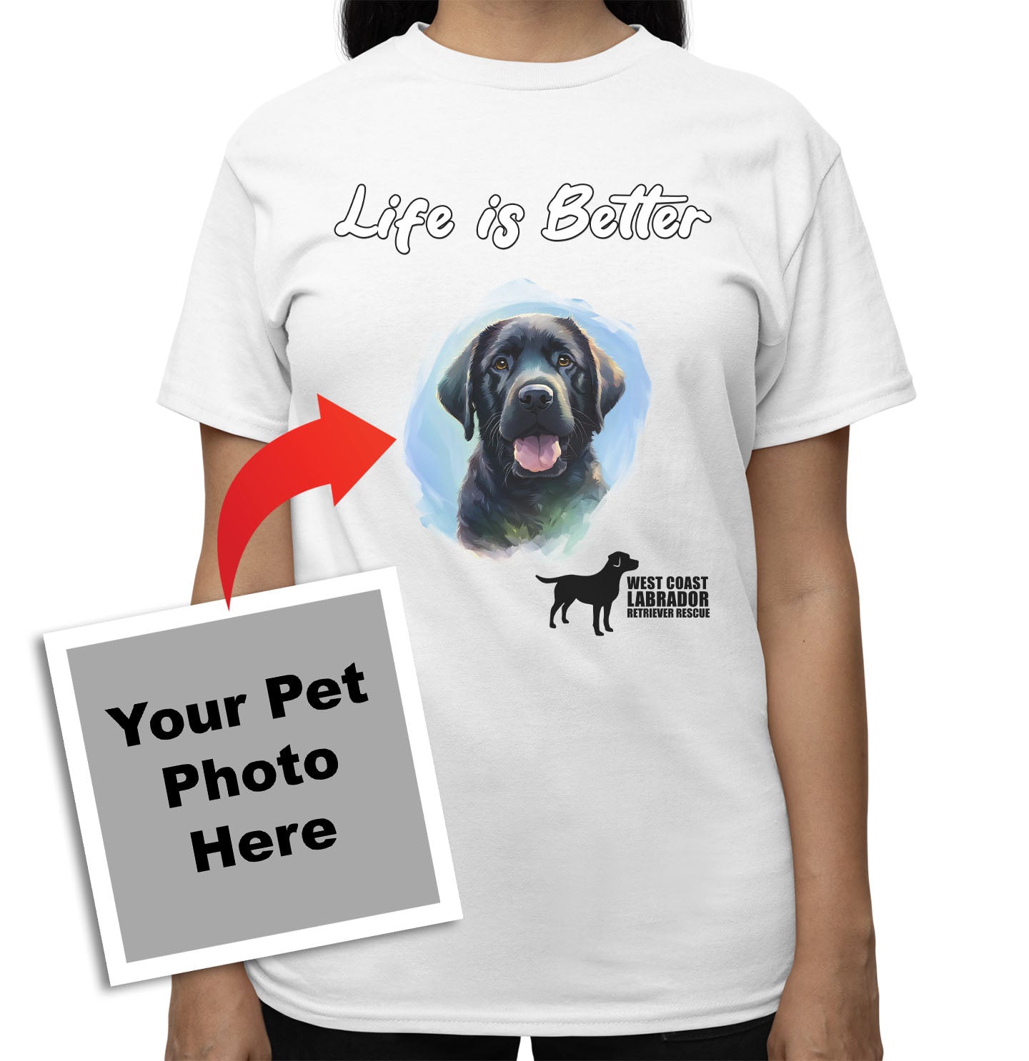 Life is Better With My WCLRR Rescue Pet - Personalized Custom Adult Unisex T-Shirt - White