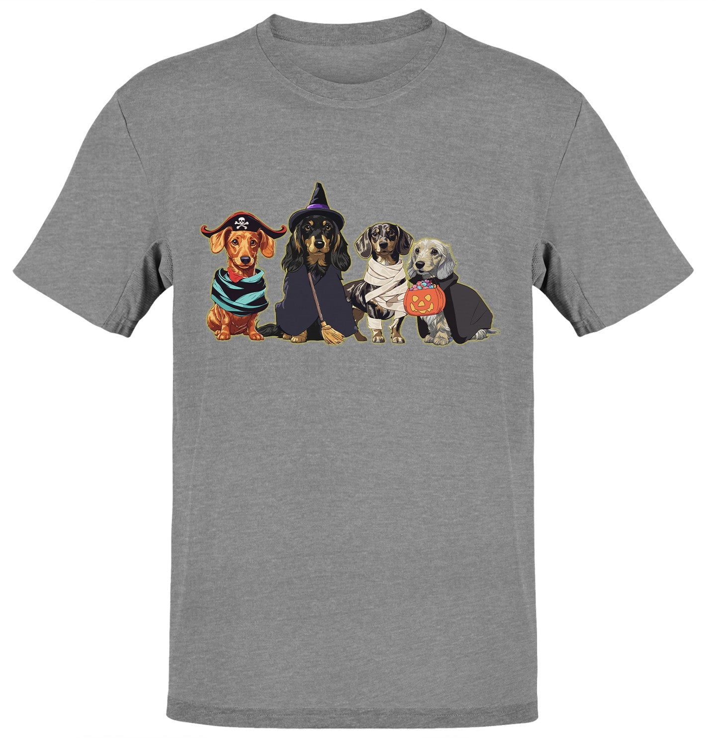 Halloween Line Up Dachshunds - Adult Unisex T-Shirt - Grey