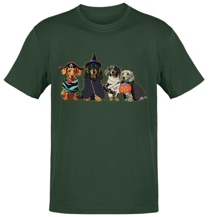 Halloween Line Up Dachshunds - Adult Unisex T-Shirt - Forest Green