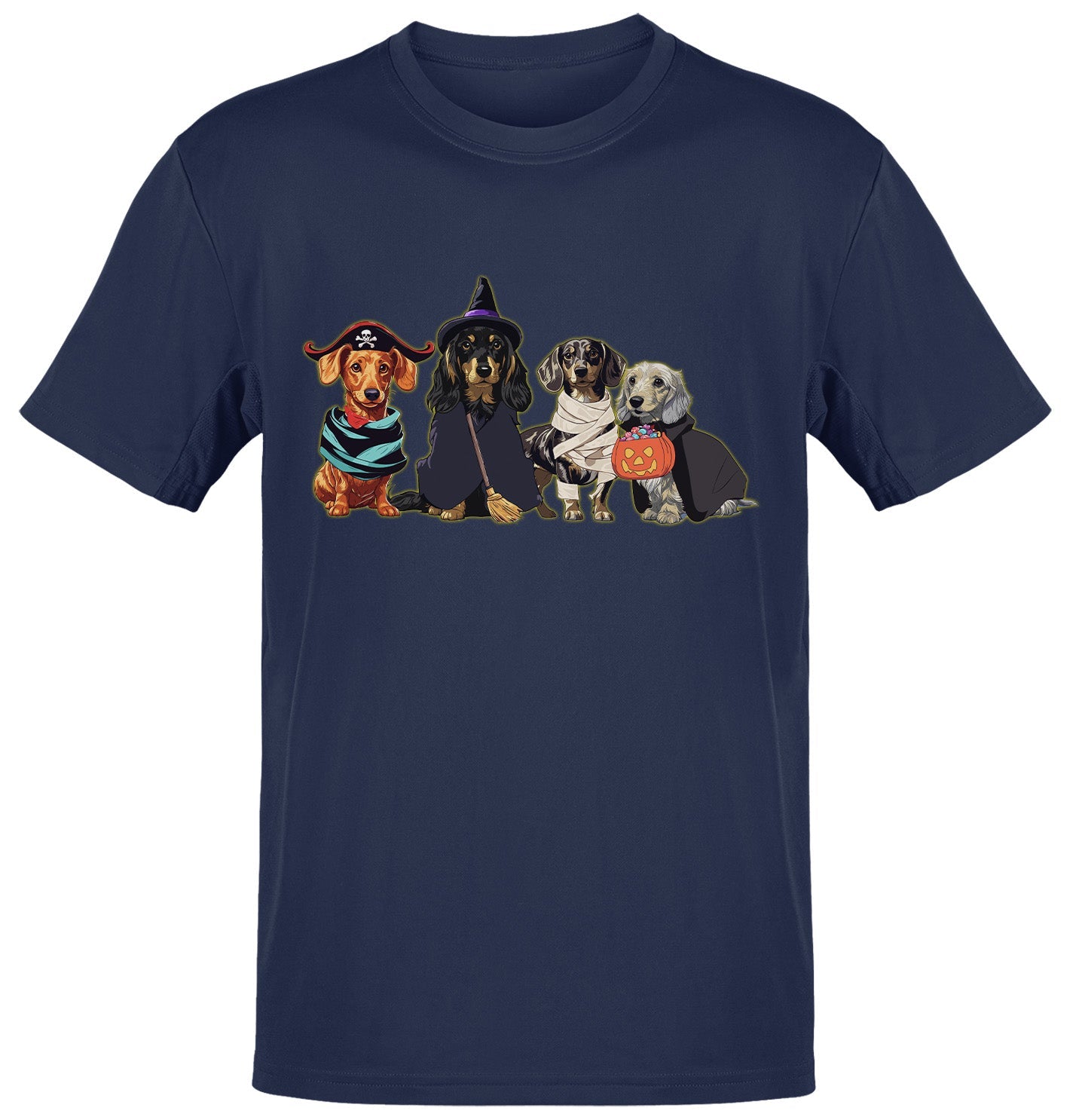 Halloween Line Up Dachshunds - Adult Unisex T-Shirt - Navy