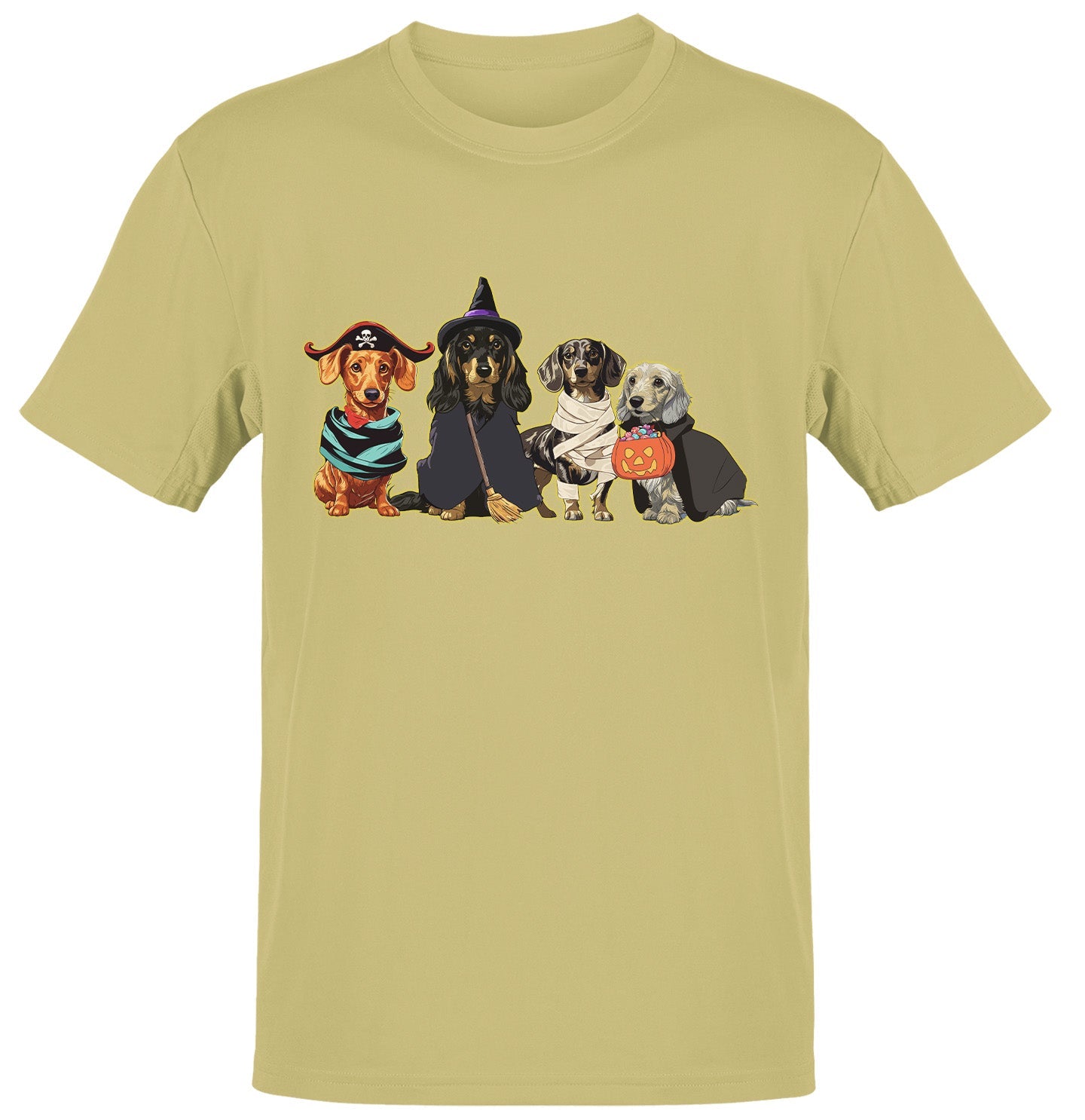 Halloween Line Up Dachshunds - Adult Unisex T-Shirt - Yellow