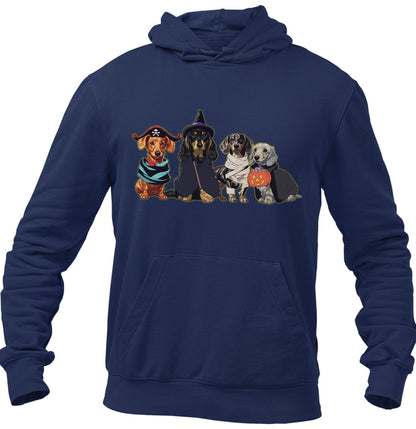 Halloween Line Up Dachshunds - Adult Unisex Hoodie Sweatshirt - Navy