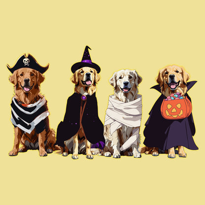 Halloween Line Up Golden Retrievers - Adult Unisex T-Shirt - Graphic