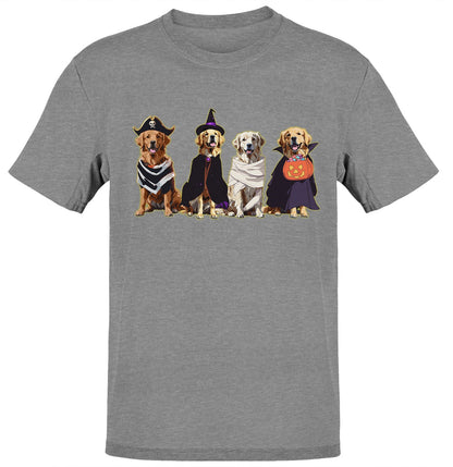 Halloween Line Up Golden Retrievers - Adult Unisex T-Shirt - Grey