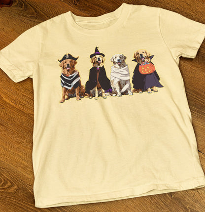 Halloween Line Up Golden Retrievers - Adult Unisex T-Shirt - Main