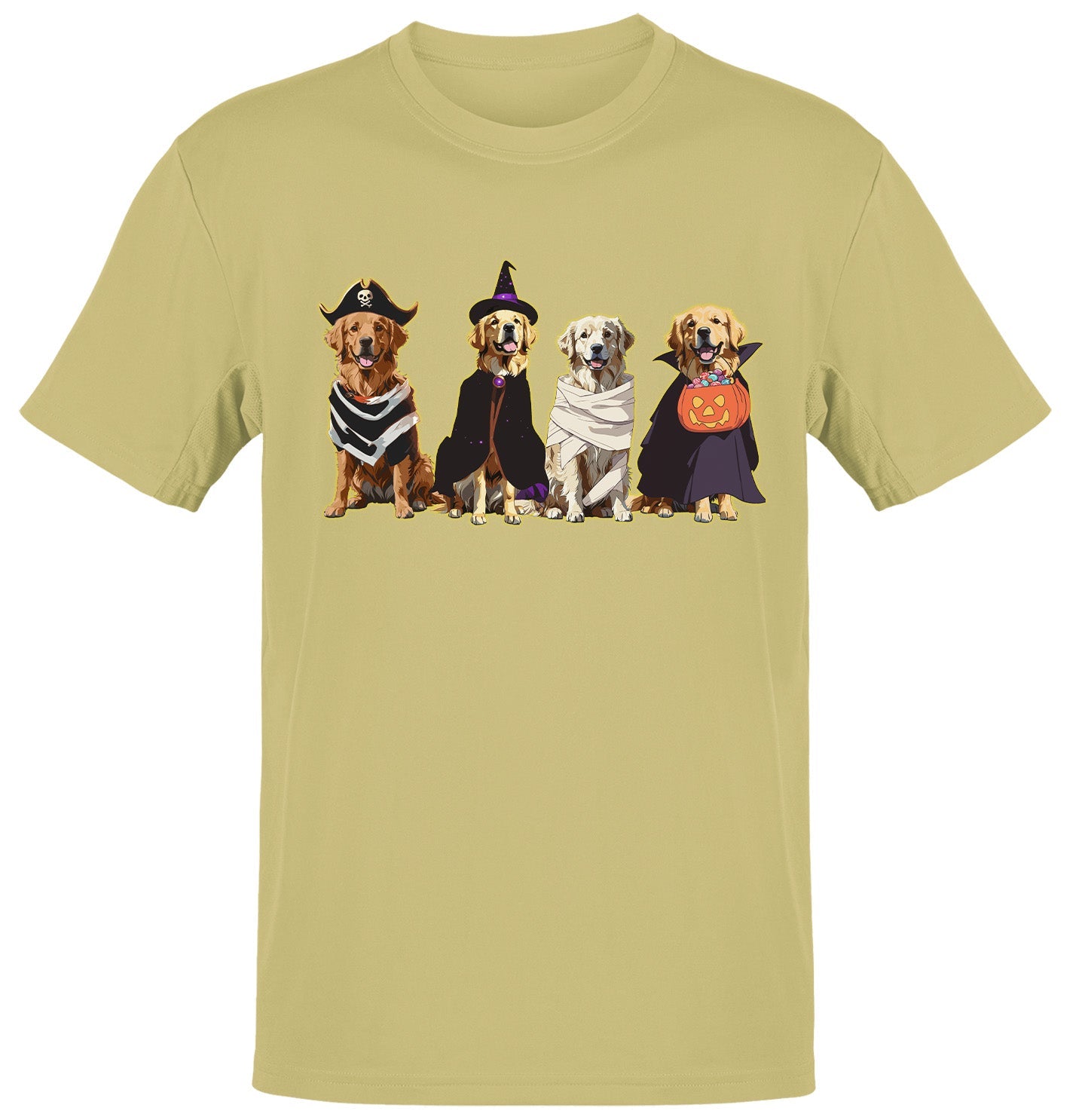 Halloween Line Up Golden Retrievers - Adult Unisex T-Shirt - Yellow