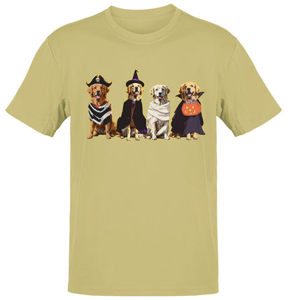 Halloween Line Up Golden Retrievers - Adult Unisex T-Shirt - Yellow