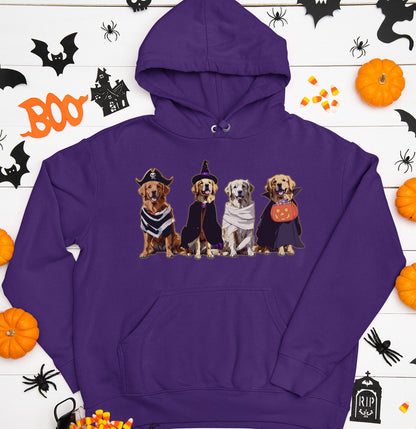 Halloween Line Up Golden Retrievers - Adult Unisex Hoodie Sweatshirt - Main