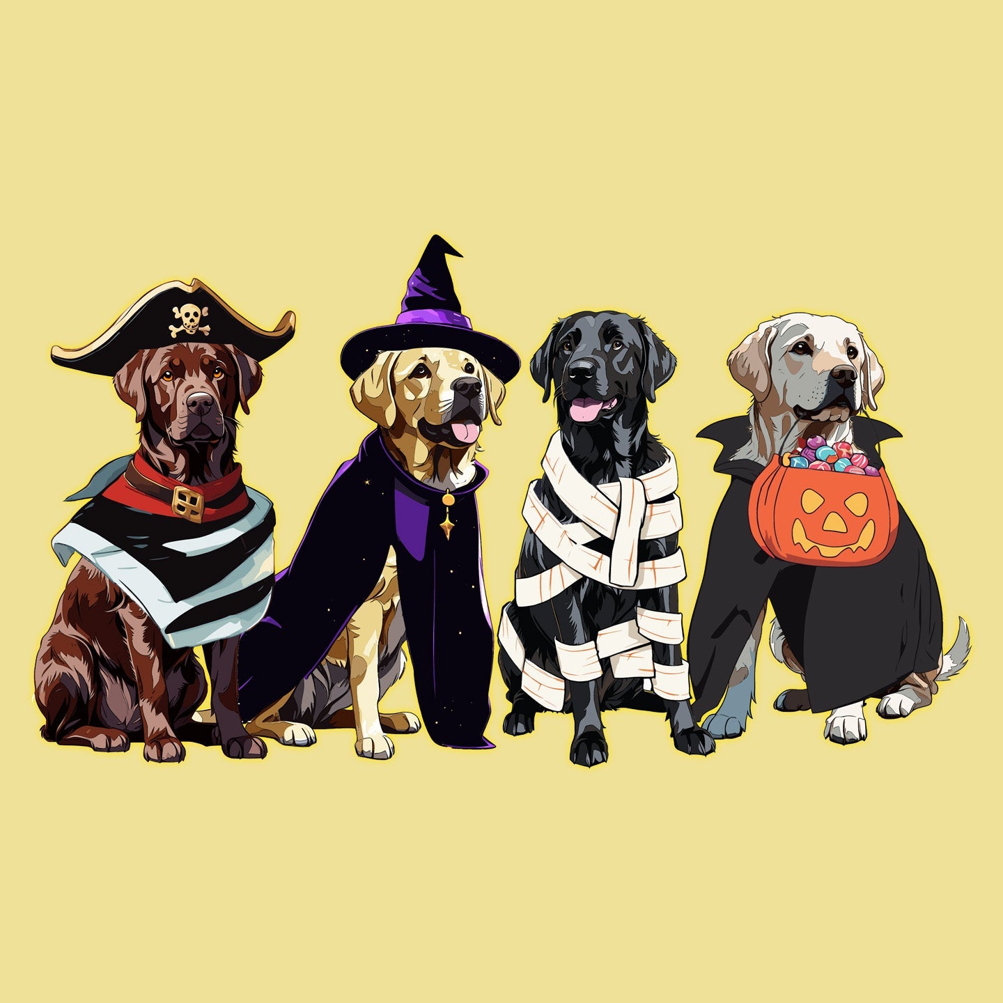 Halloween Line Up Labrador Retrievers - Adult Unisex T-Shirt - Graphic