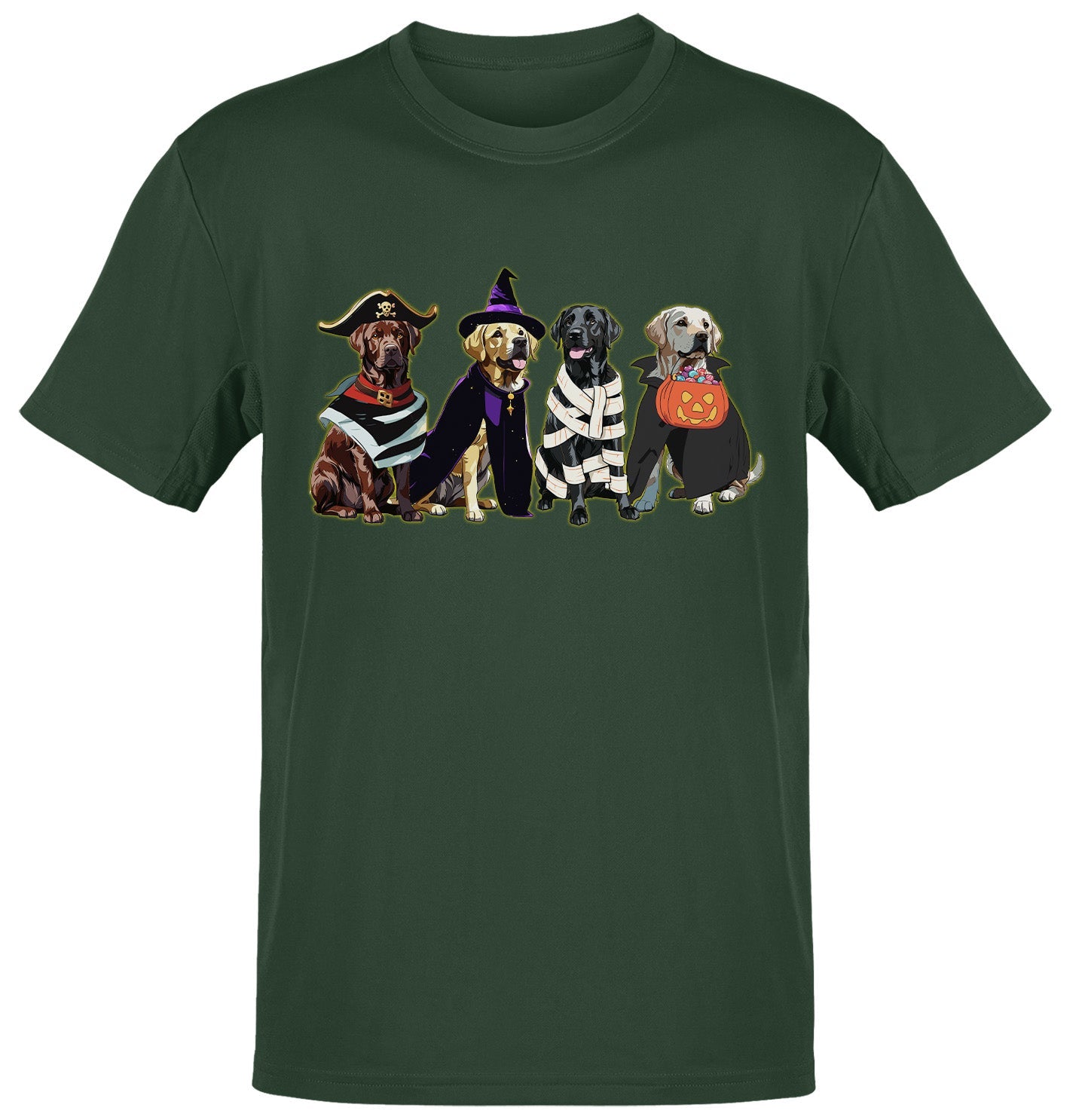 Halloween Line Up Labrador Retrievers - Adult Unisex T-Shirt - Forest Green