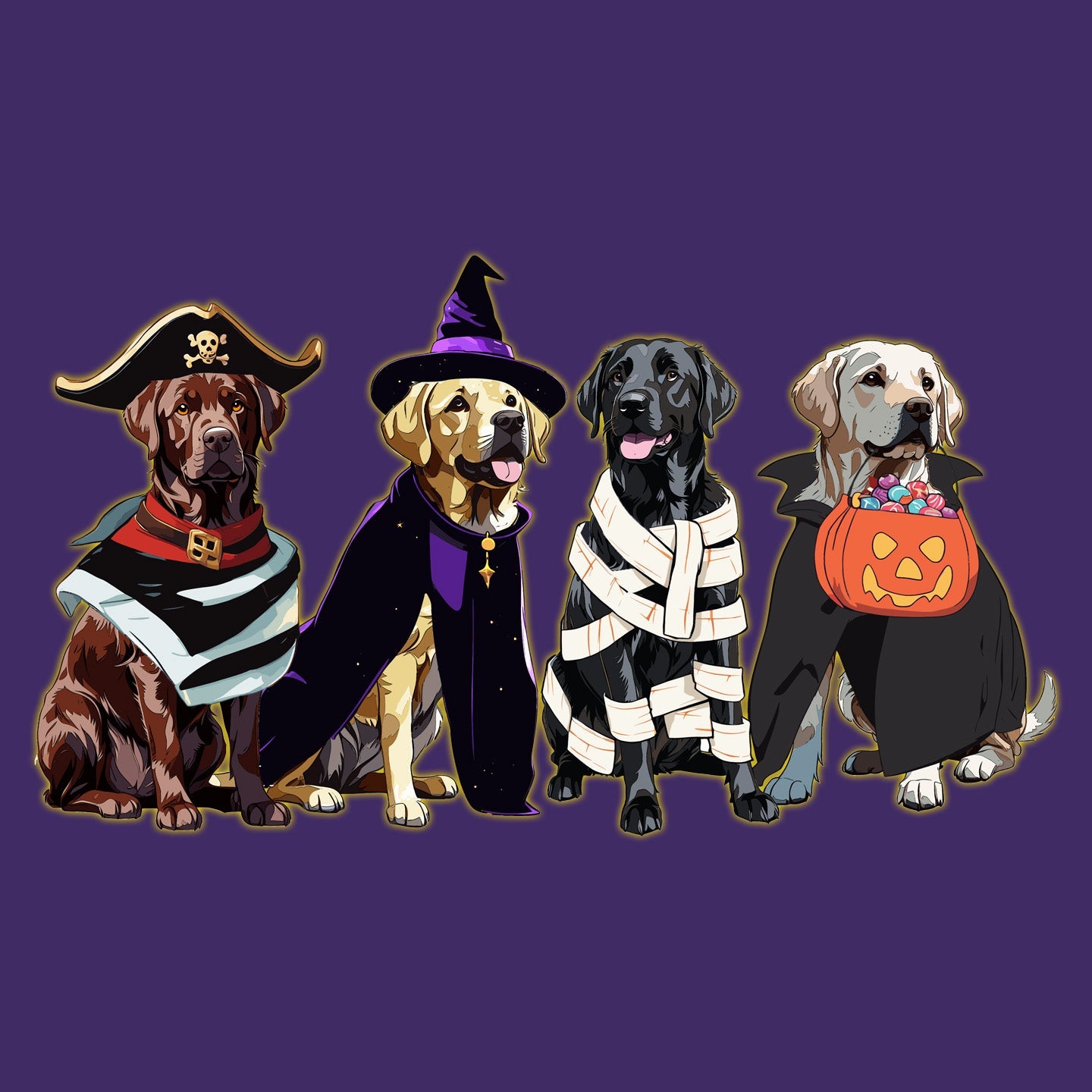 Halloween Line Up Labrador Retrievers - Adult Unisex Hoodie Sweatshirt - Graphic