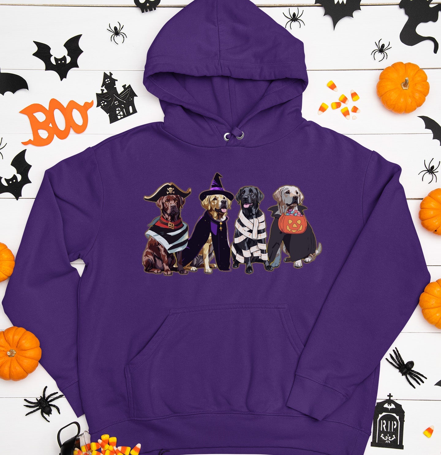 Halloween Line Up Labrador Retrievers - Adult Unisex Hoodie Sweatshirt - Main