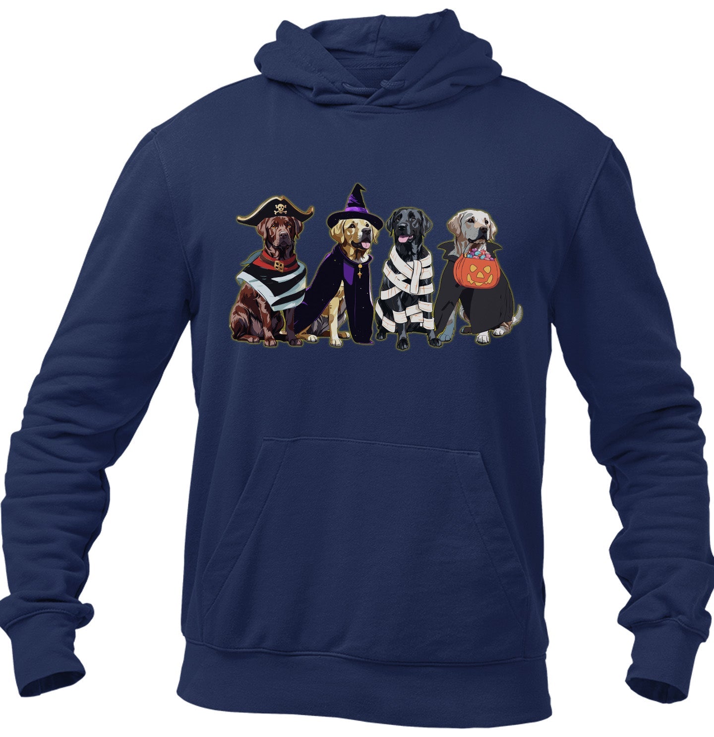 Halloween Line Up Labrador Retrievers - Adult Unisex Hoodie Sweatshirt - Navy