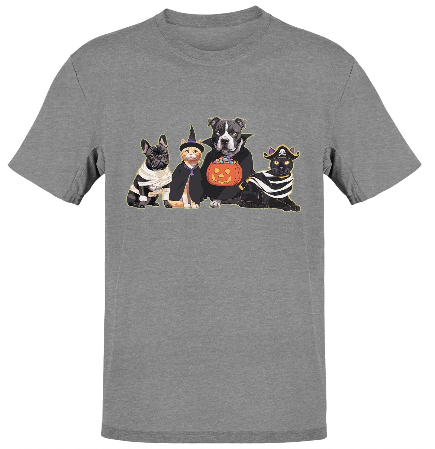 Halloween Line Up Rescue Pets - Adult Unisex T-Shirt - Grey