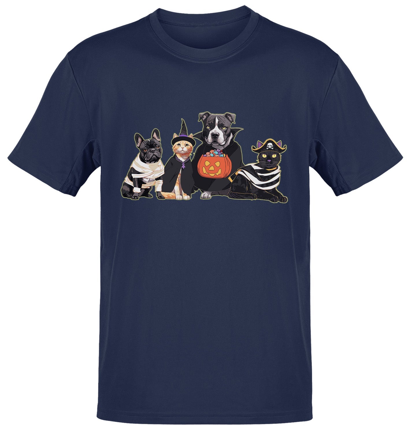 Halloween Line Up Rescue Pets - Adult Unisex T-Shirt - Navy