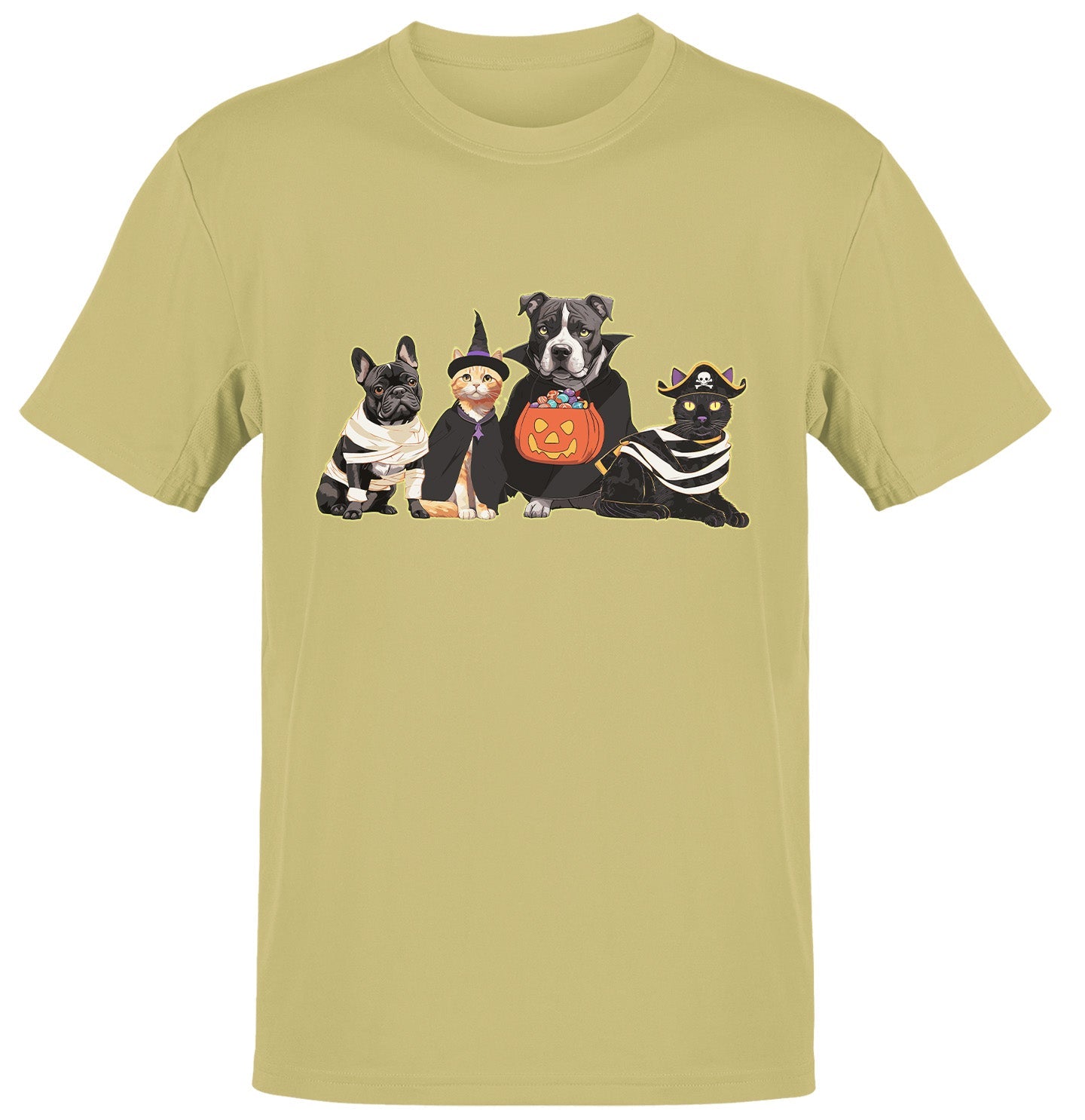 Halloween Line Up Rescue Pets - Adult Unisex T-Shirt - Yellow