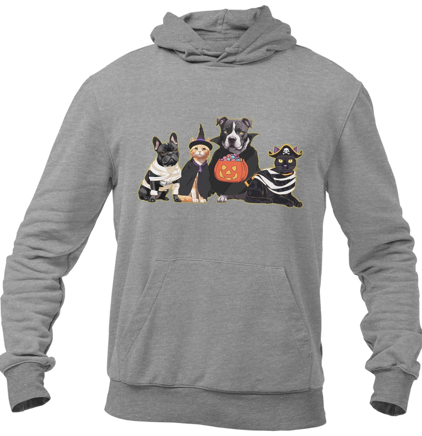 Halloween Line Up Rescue Pets - Adult Unisex Hoodie Sweatshirt - Grey