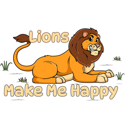 Lion Toon Make Me Happy - Adult Unisex T-Shirt - Graphic