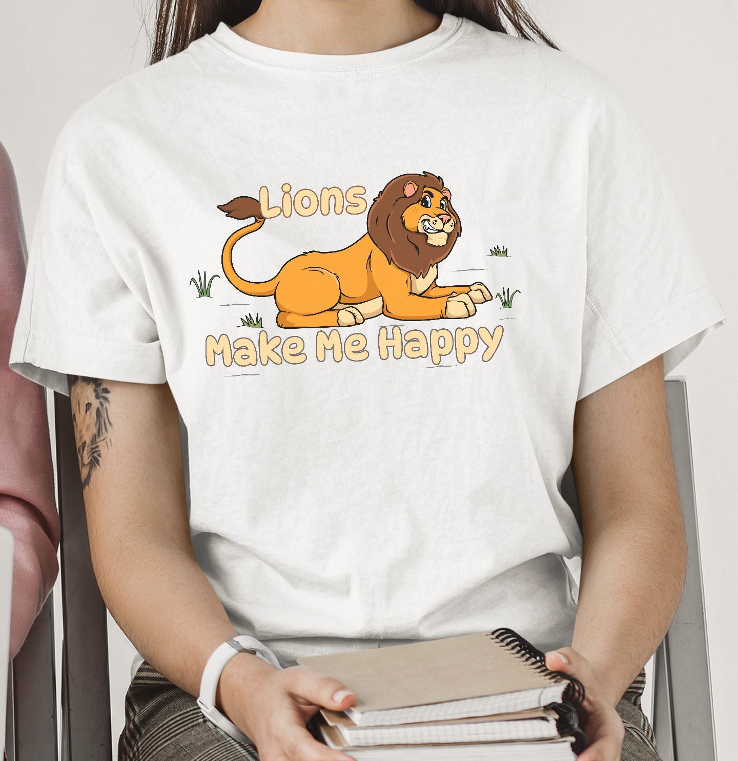 Lion Toon Make Me Happy - Adult Unisex T-Shirt - Main