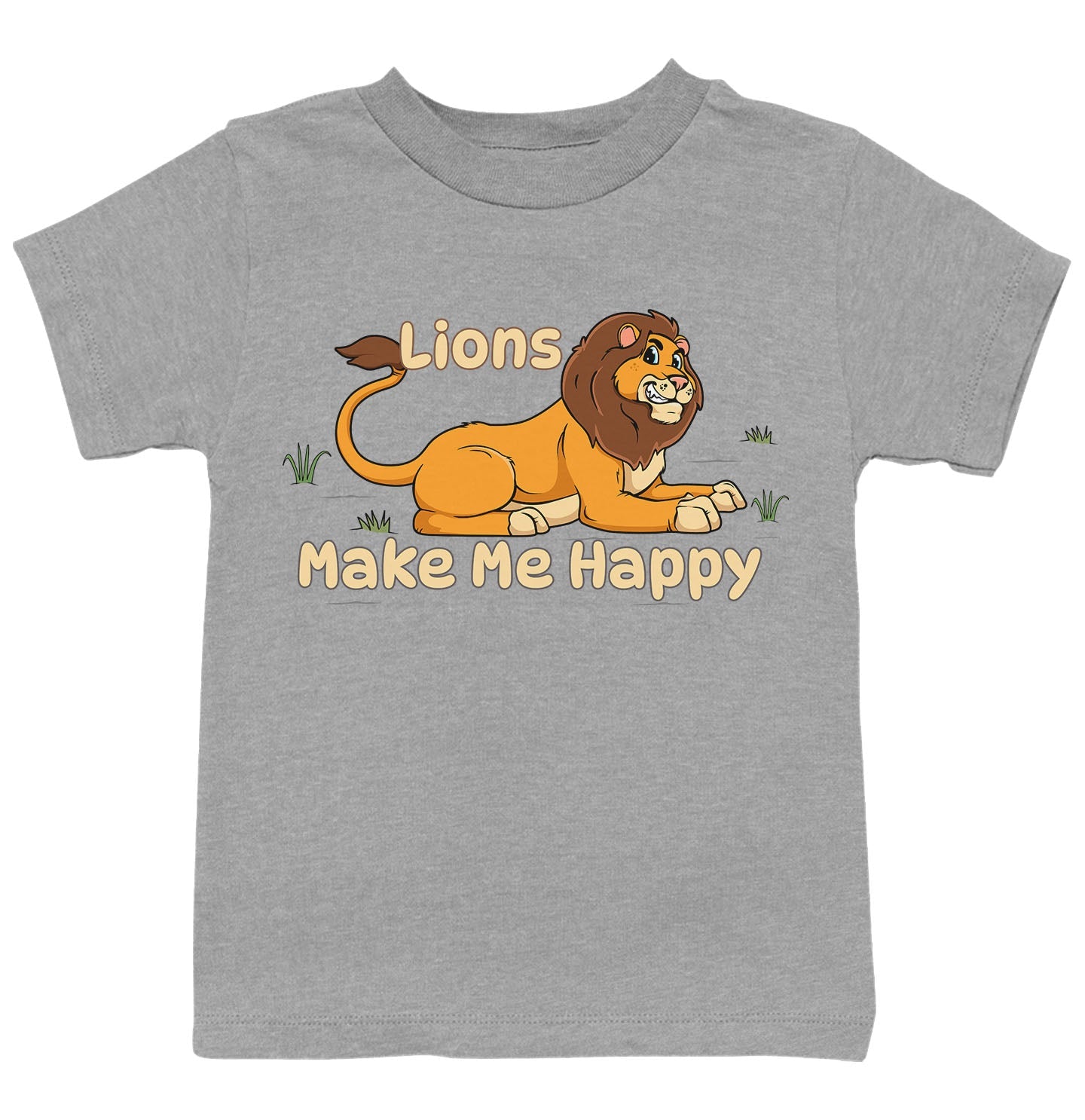 Lion Toon Make Me Happy - Kids' Unisex T-Shirt - Grey