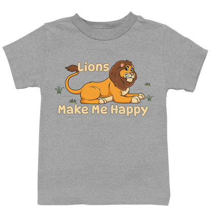 Lion Toon Make Me Happy - Kids' Unisex T-Shirt - Grey