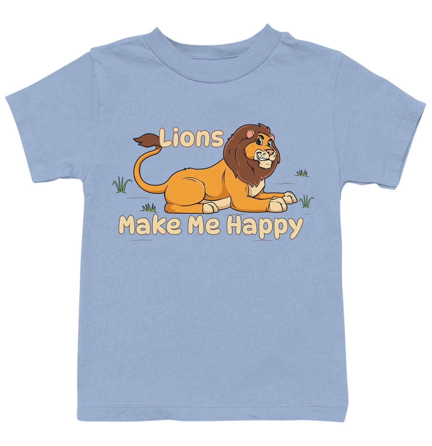 Lion Toon Make Me Happy - Kids' Unisex T-Shirt - Light Blue