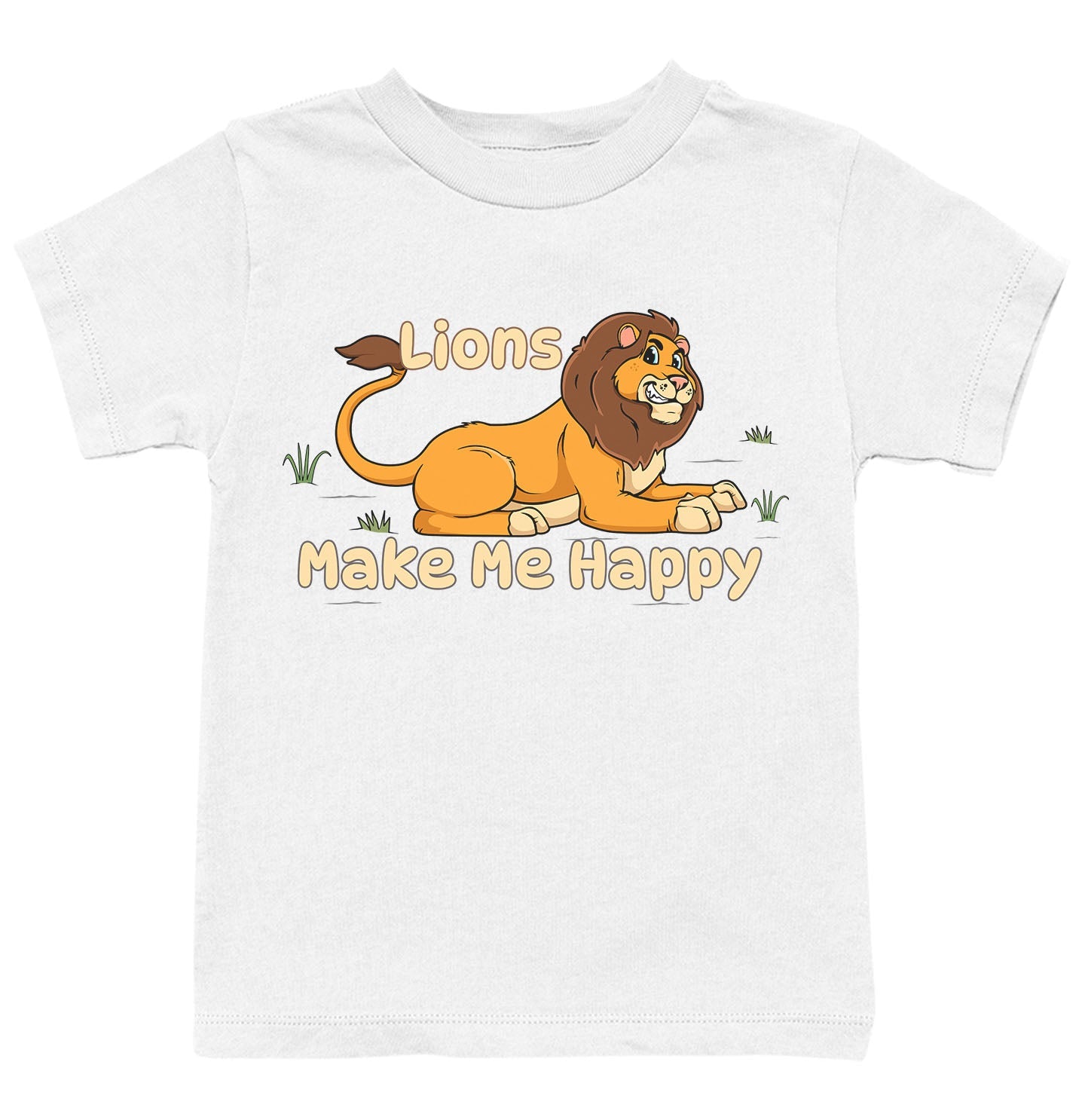 Lion Toon Make Me Happy - Kids' Unisex T-Shirt - White