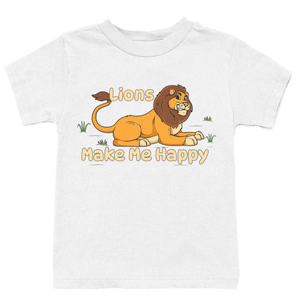 Lion Toon Make Me Happy - Kids' Unisex T-Shirt - White