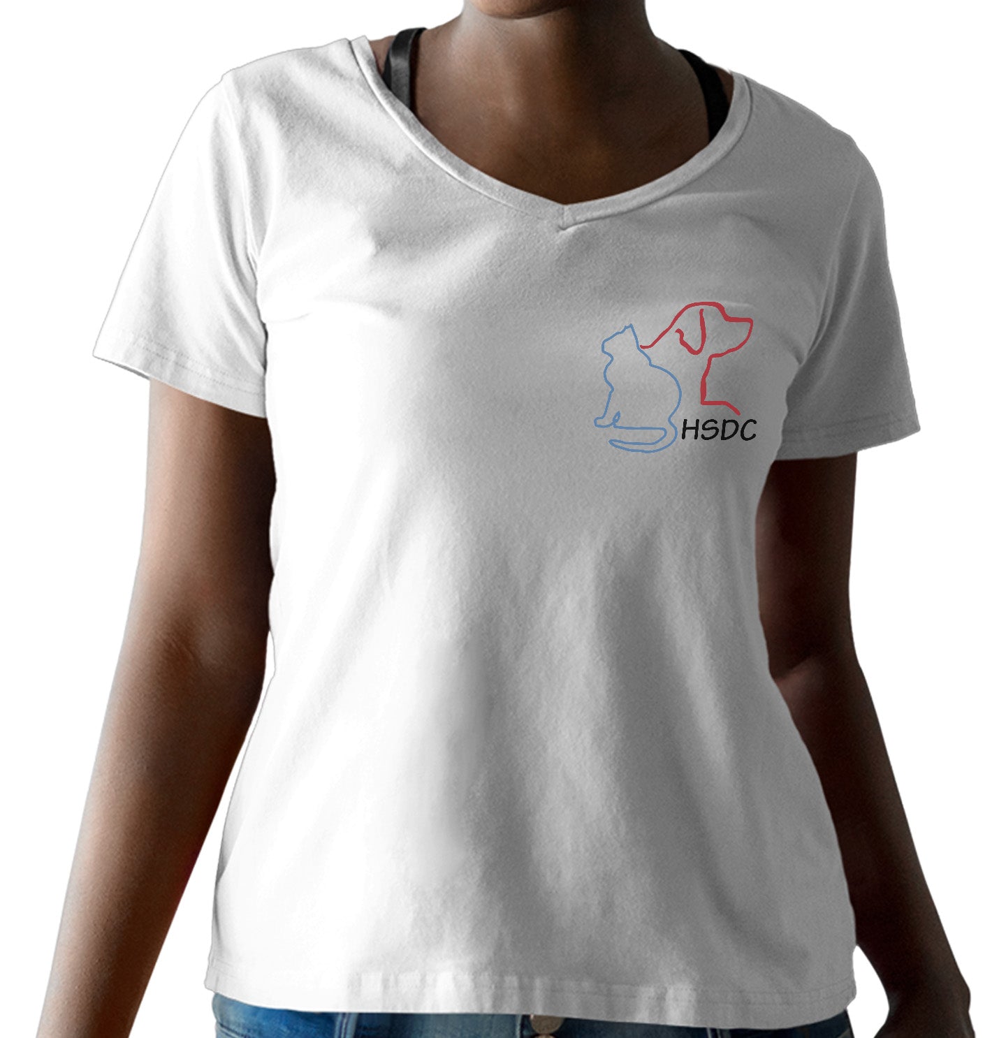 HSDC Left Chest Logo - Women's V-Neck T-Shirt - White