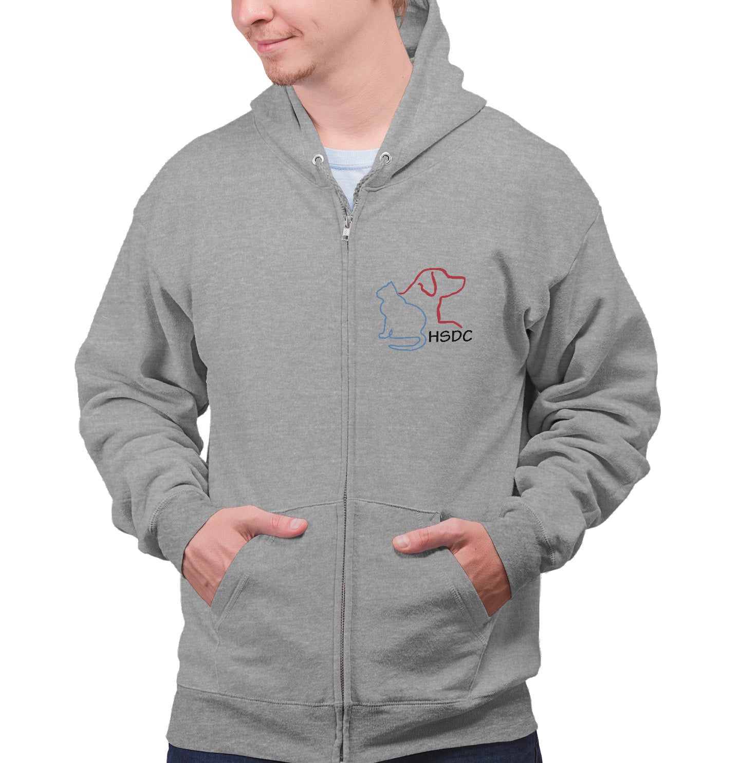 HSDC Left Chest Logo - Adult Unisex Full-Zip Hoodie Sweatshirt - Grey