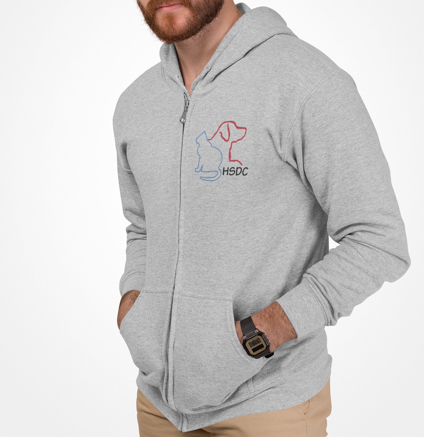 HSDC Left Chest Logo - Adult Unisex Full-Zip Hoodie Sweatshirt - Main