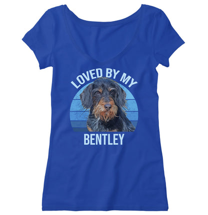 Loved By My Pet - Personalized Custom Women's V-Neck T-Shirt