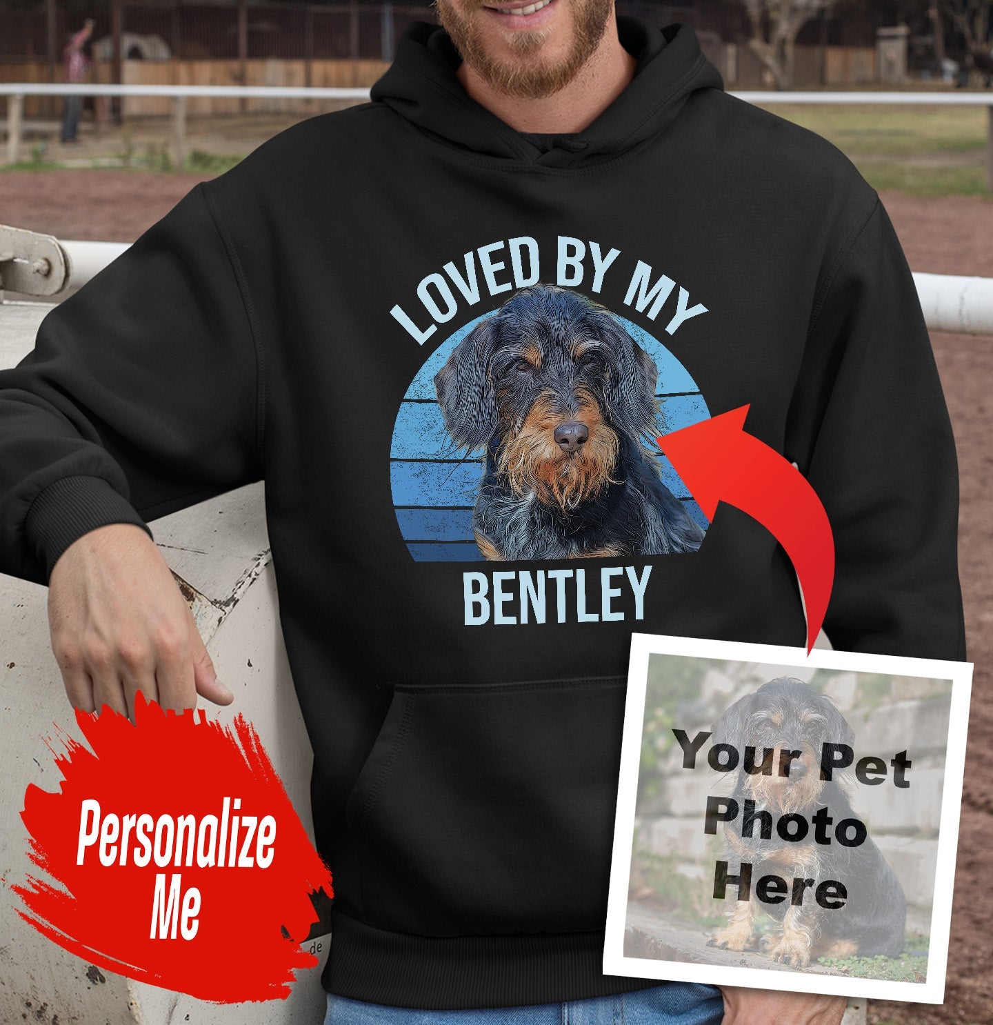 Loved By My Pet - Personalized Custom Adult Unisex Hoodie Sweatshirt - Team Purple - 3X-Large - Main