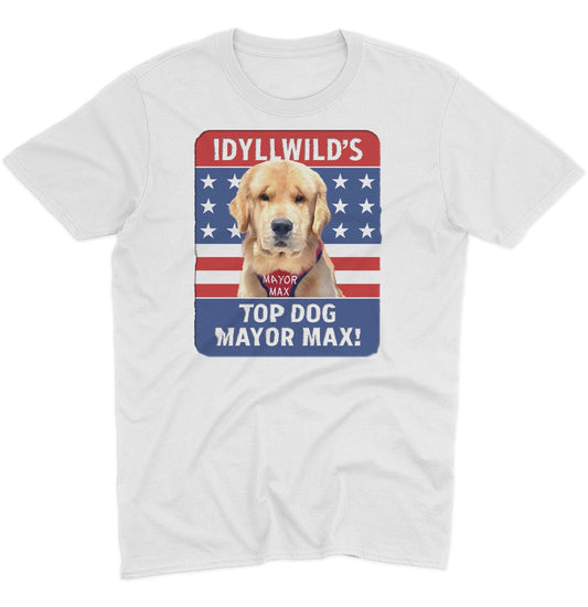 Idyllwild's Top Dog - Adult Unisex T-Shirt - Red - Small - White