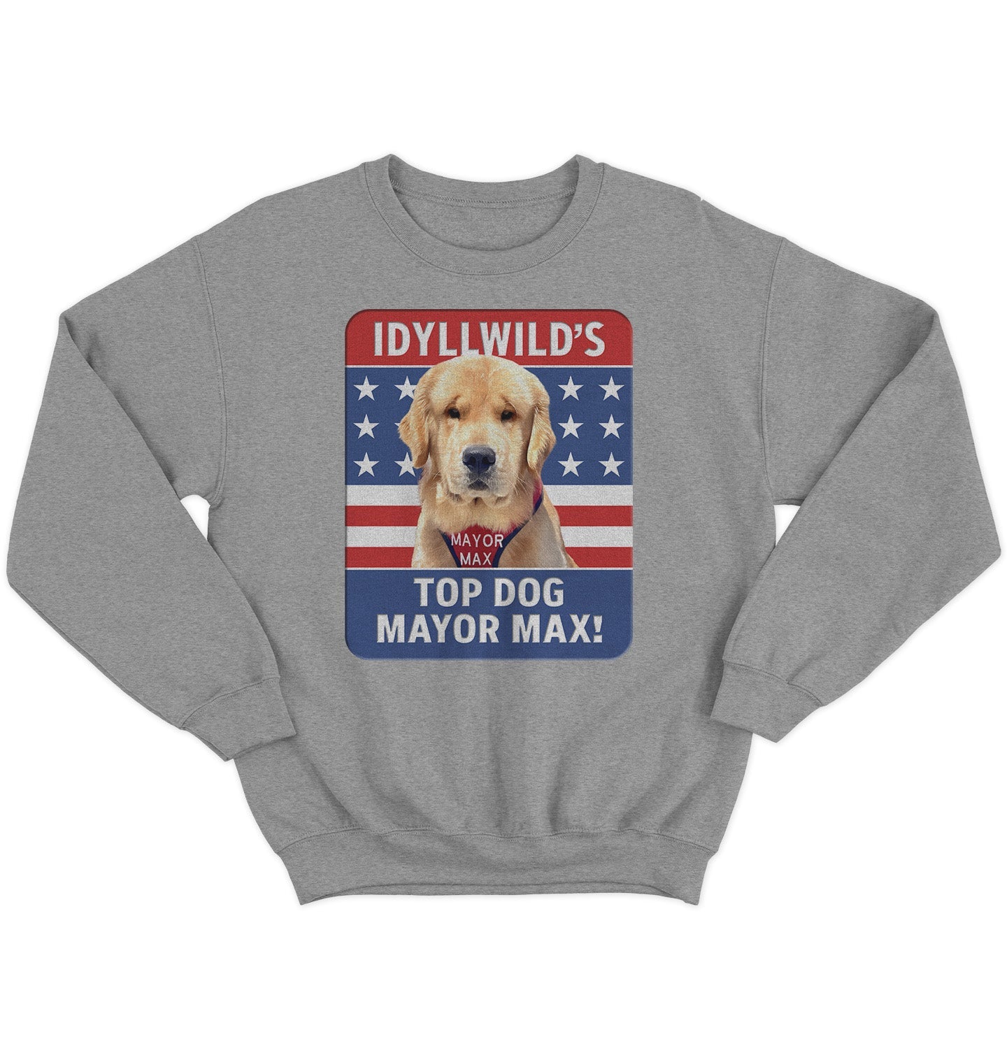 Idyllwild's Top Dog - Adult Unisex Crewneck Sweatshirt - Grey - Large - Specs