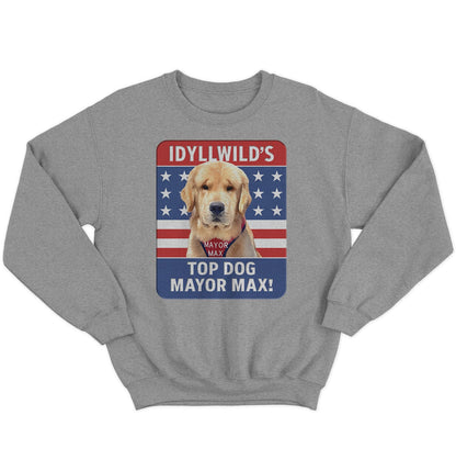 Idyllwild's Top Dog - Adult Unisex Crewneck Sweatshirt - Grey - Large - Specs
