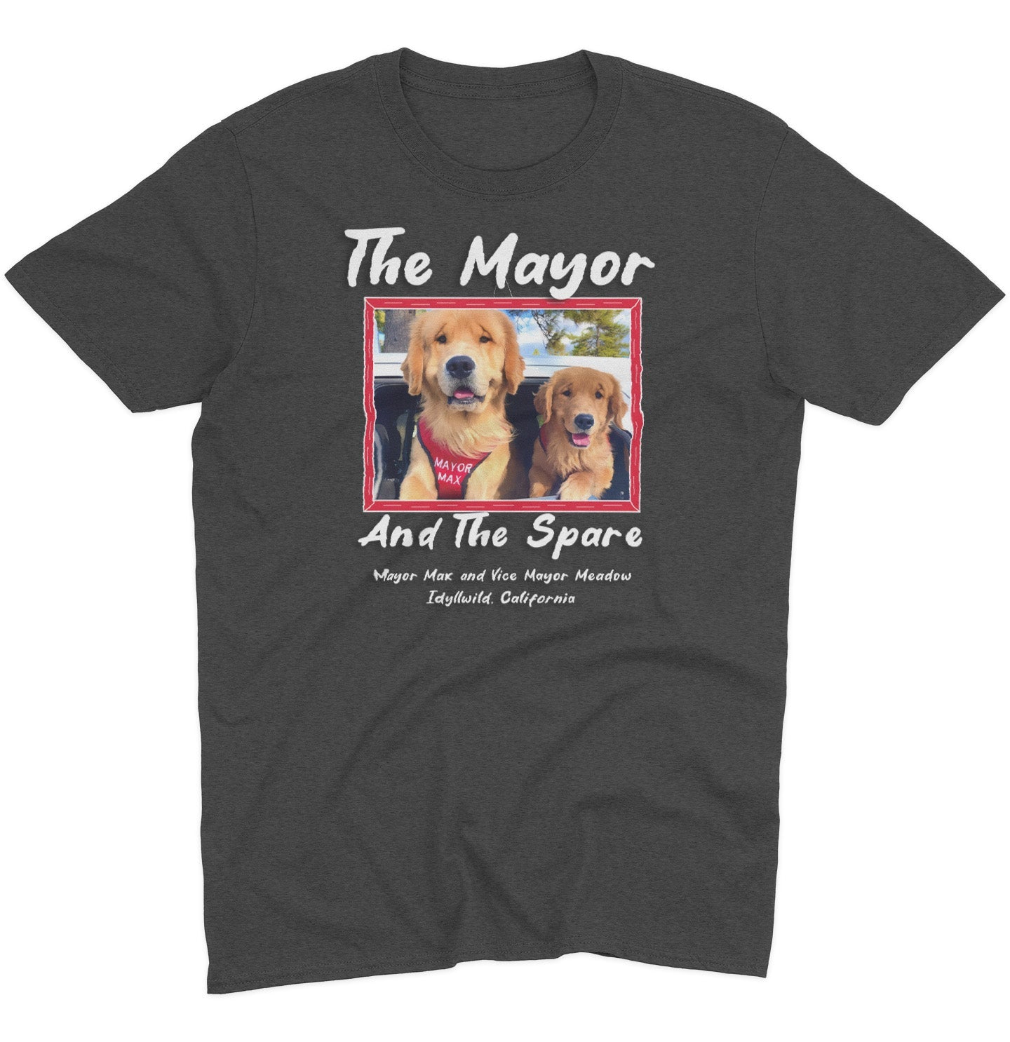 The Mayor and the Spare - Adult Unisex T-Shirt - Dark Grey - Large - Specs
