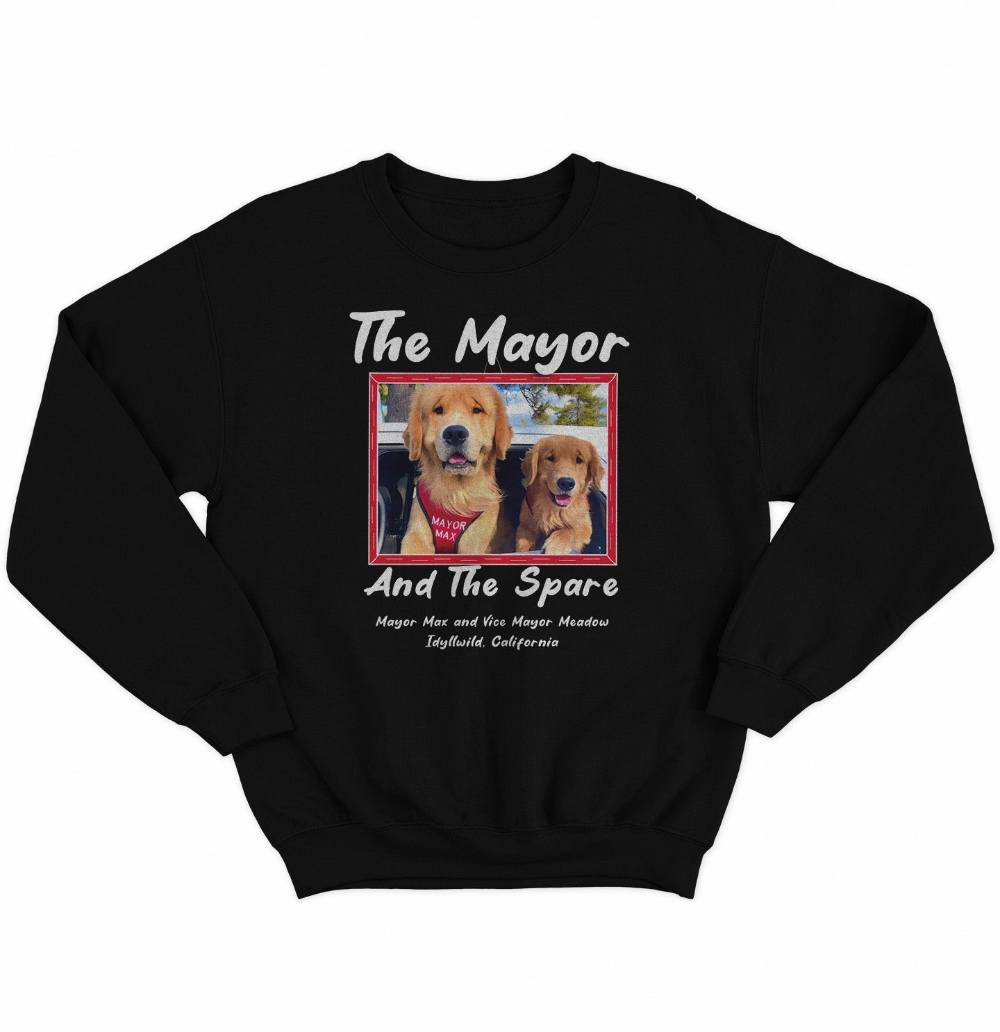 The Mayor and the Spare - Adult Unisex Crewneck Sweatshirt - Black - Large - Specs