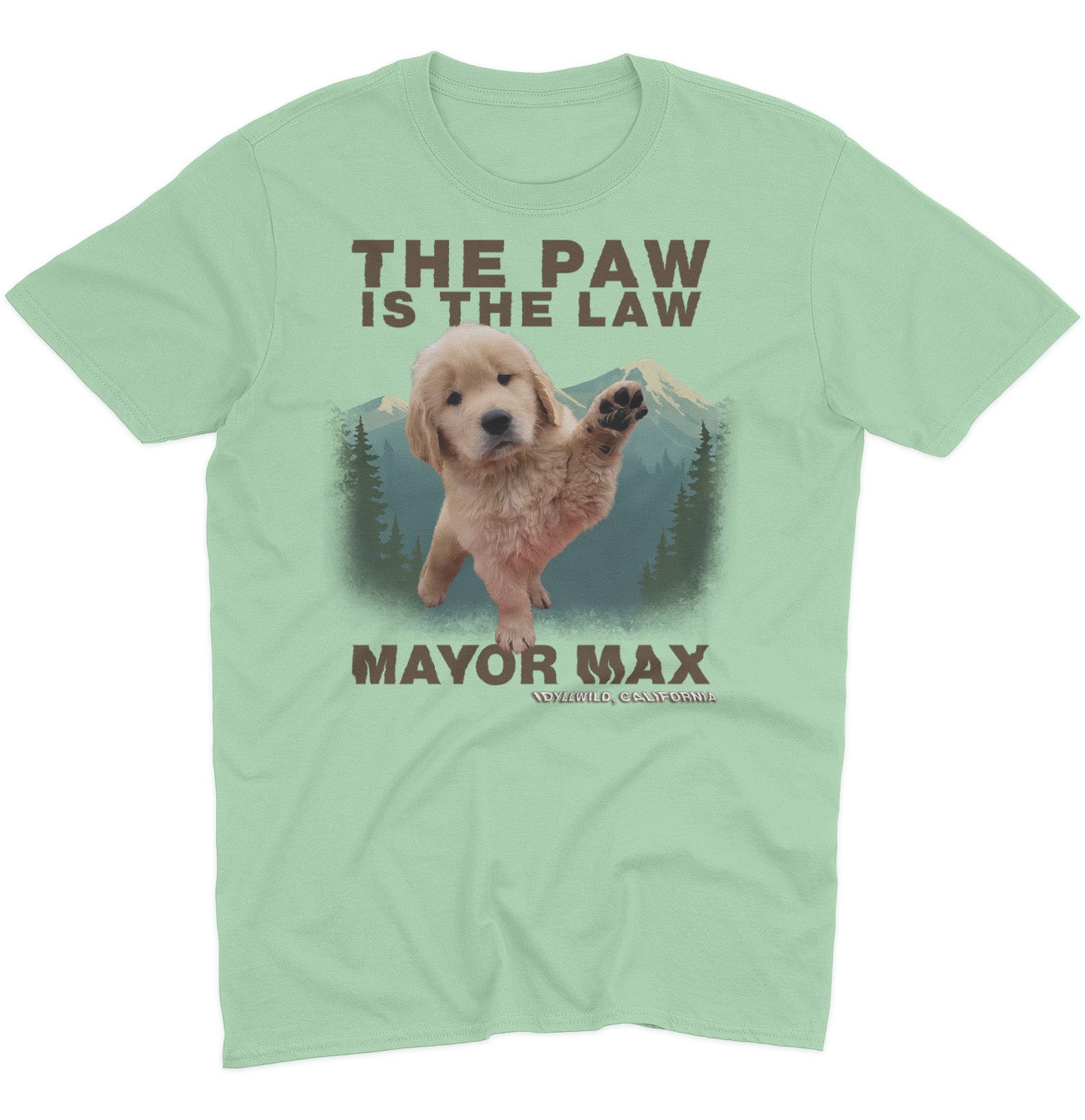 The Paw is the Law Puppy - Adult Unisex T-Shirt - Mint Green - Large - Specs