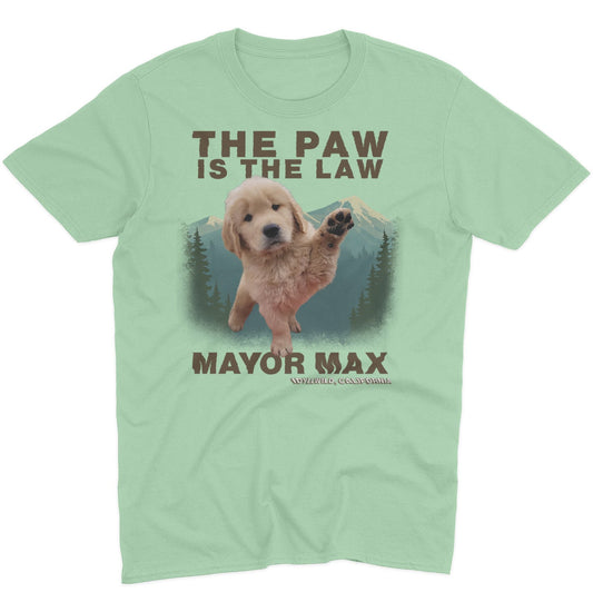 The Paw is the Law Puppy - Adult Unisex T-Shirt - Mint Green - Large - Specs
