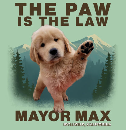 The Paw is the Law Puppy - Adult Unisex T-Shirt - Mint Green - Medium - Graphic