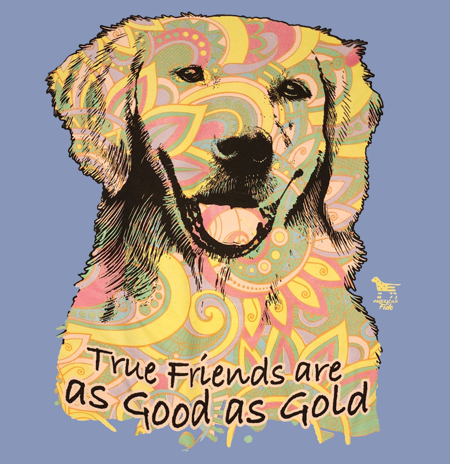 Mosaic Golden Retriever - Adult Unisex Long Sleeve T-Shirt