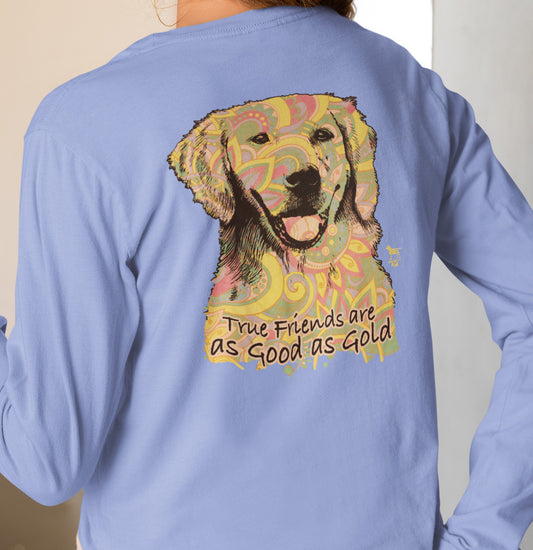 Mosaic Golden Retriever - Adult Unisex Long Sleeve T-Shirt